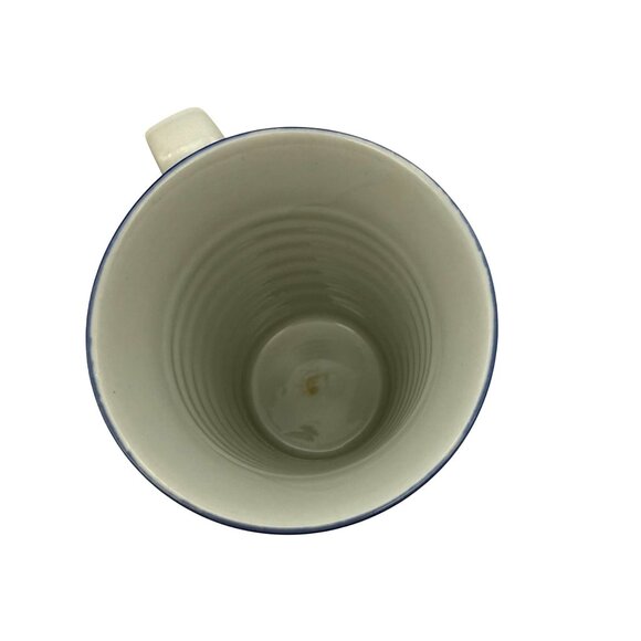 Artisan Handmade Stoneware Blue Floral Pattern Coffee Mug Tall 14 oz - Picture 6 of 9